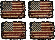 Distressed USA Flag Patch 4PC Bundle -3.0 X 2.0 -HOOK FASTENER-MTB2 