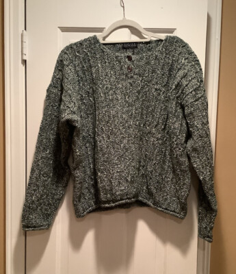 Womens Limited Swater Cardigan size Large Grey/ Green Tweed