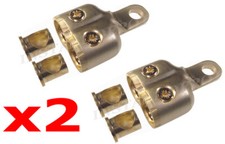 2 pk - 0 or 2 Gauge Dual Gold Ring Terminals Competition Grade Car Audio Install