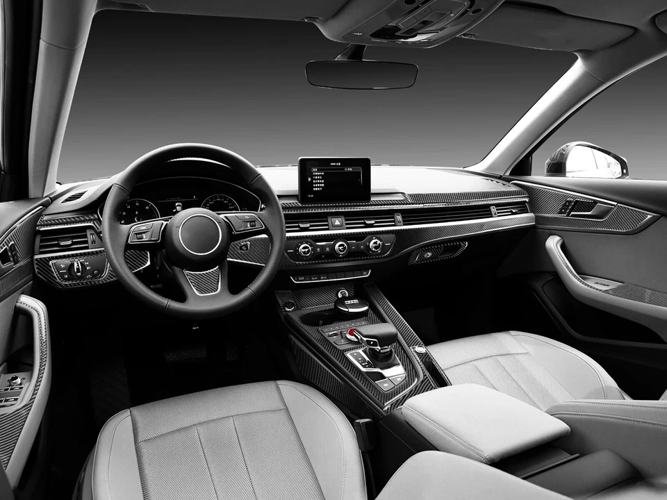 61Pcs Real Carbon Fiber Full Kits Interior Cover Trim For Audi A4 B9 2017-2019 - Image 2 of 4