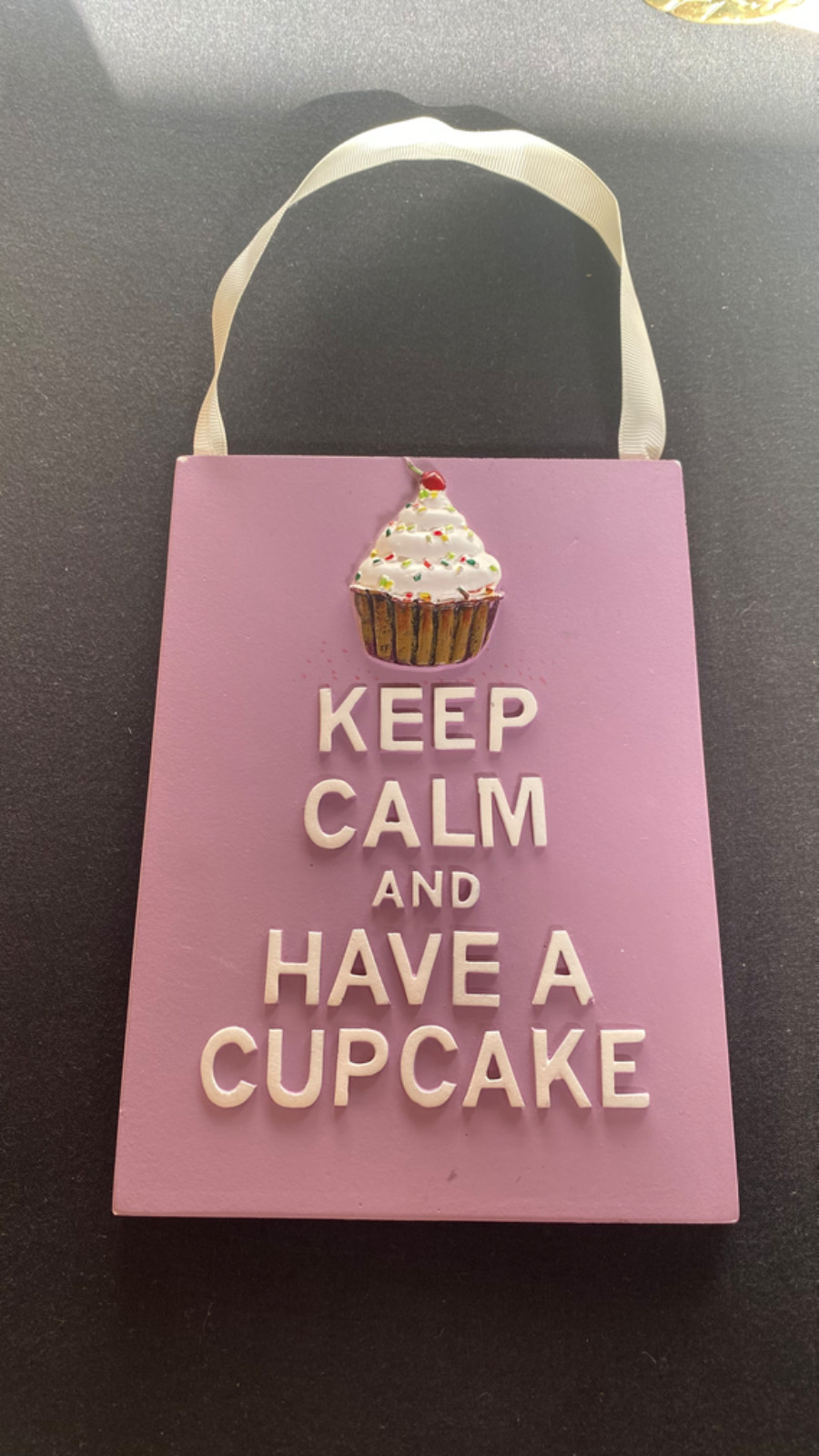 Keep Calm And Have A Cupcake 7"" 3D Purple Wall Plaque / Hanger
