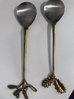 Anthropologie Herbiflora Spoon Serving Set of 2 in Gold Hand-Cut Steel Brass