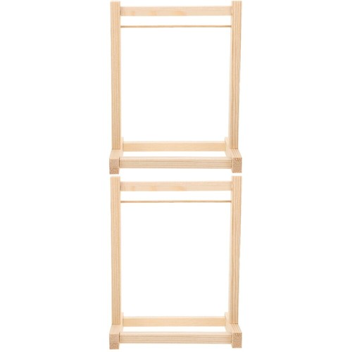 Set of 2 Hanger Accessories Mini Clothes Rack for Dolls Wadrowwooden Racks Baby - Picture 5 of 12