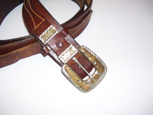 Vintage Alpaca Mexico Silver Leather Belt and Buckle - Picture 2 of 5