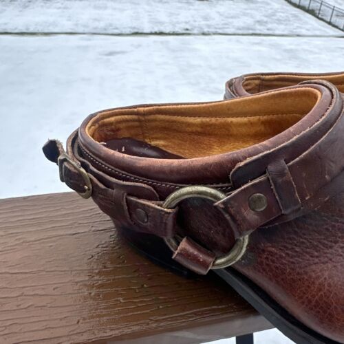 Scarpe zoccoli vintage Frye punta quadrata mulo marrone cintura-imbracatura donna 8,5 - Foto 3 di 10