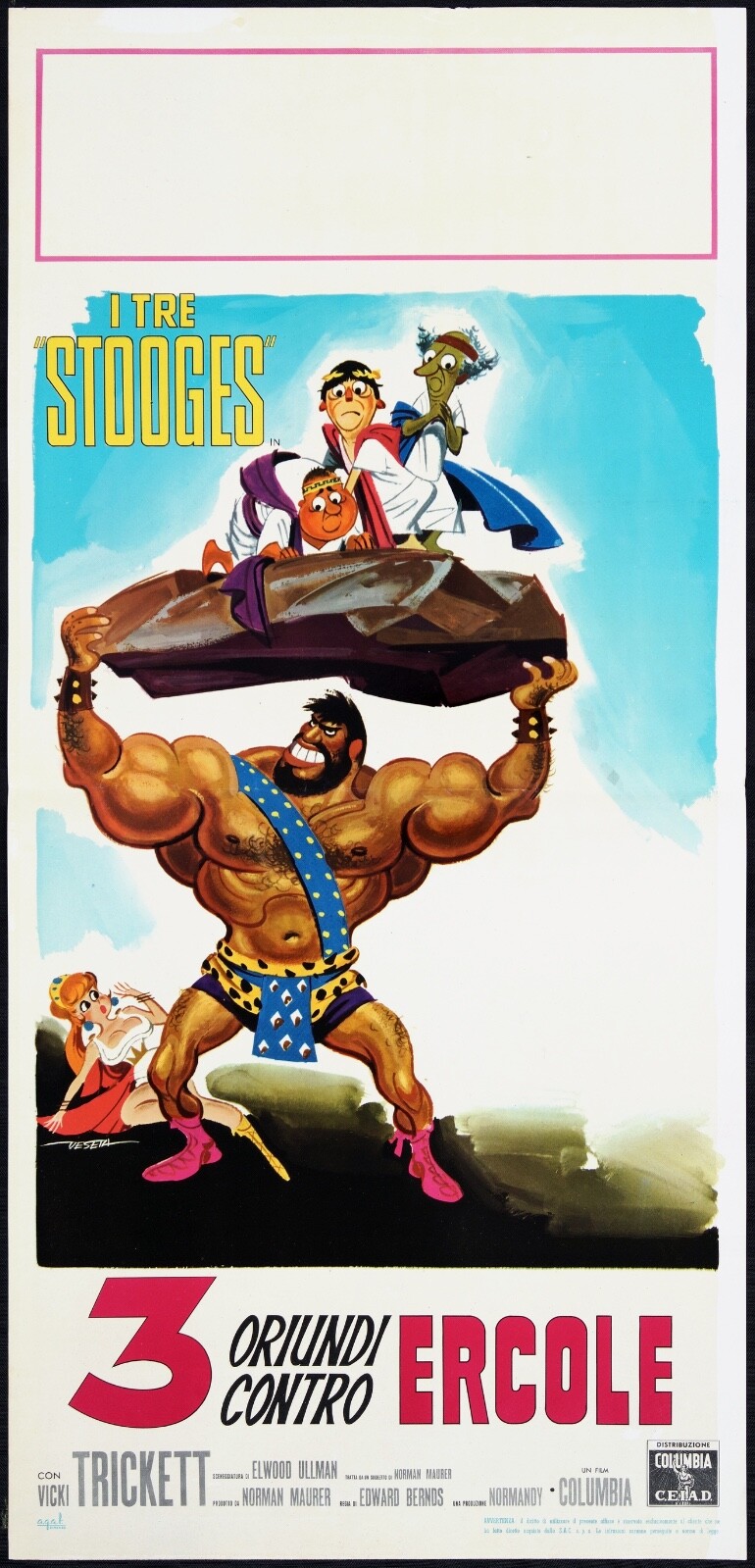 Locandina originale film Tre oriundi contro Ercole (1962) - Regia di Edward Bernds