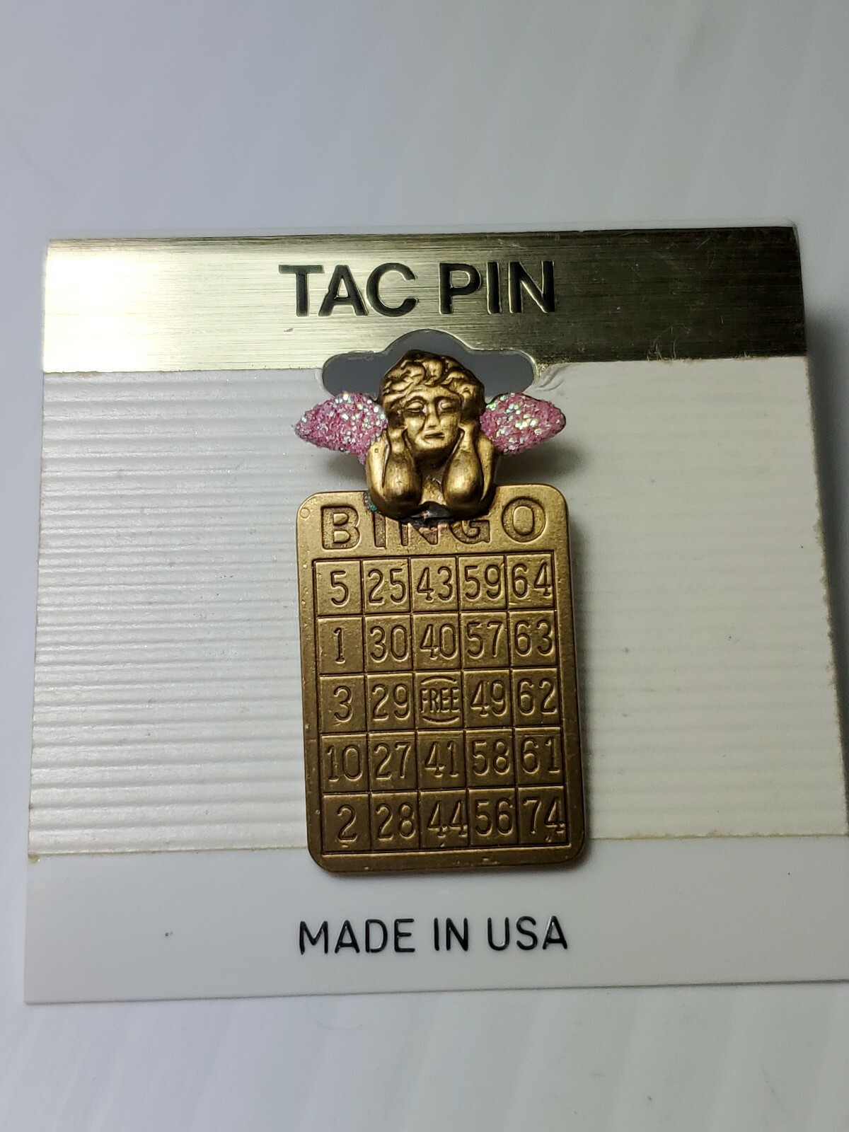 Pink Angel Bingo Tac Push Pin Hat Lapel Pin Metal. G… Gem