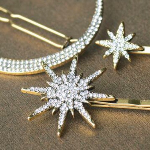 Glitter Hot Crystal Rhinestone Hollow Star Hairgrips Hairpins Alloy Hair Clips * - Picture 7 of 17