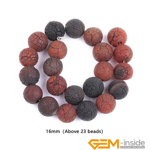 Natural Crack Dream Agate Gemstone Round Matte Beads Jewelry Making 13" Loose - Picture 31 of 38