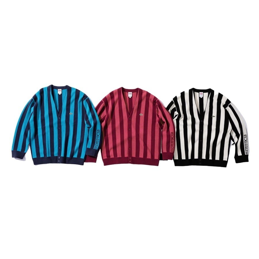 Supreme LACOSTE Stripe Cardigan Black LARGE BRAND NEW Supreme LACOSTE Stripe Cardigan Black LARGE BRAND NEW