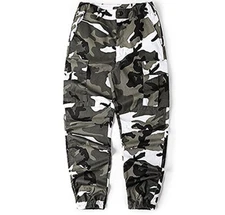 NEW LifeShe Men's Casual Slim Fit Camo Jogger Cargo Gray Pant Size S