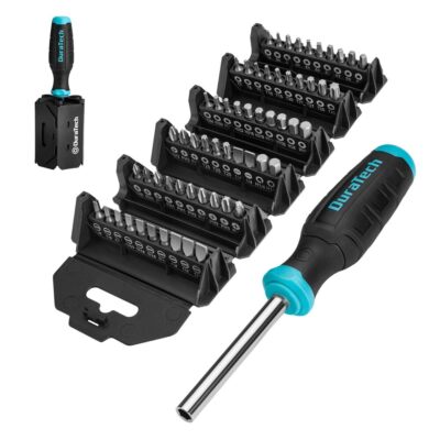 DURATECH Multi-Function Screwdriver Set W/60PC Flat Phillips Torx Hex Square Bit