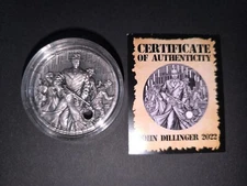 John Dillinger - The Gangsters $5 2oz Niue 2022 Silver Gold Plated
