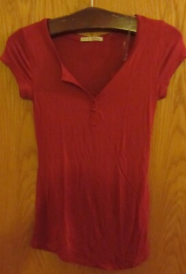 S3 T-Shirt ACTIVE USA S bordeaux NEU Knopfleiste
