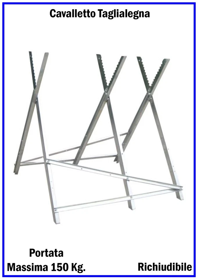 Cavalletto Taglialegna Richiudibile Supporto per Taglio Legna in Ferro Zincato - Immagine 2 di 3