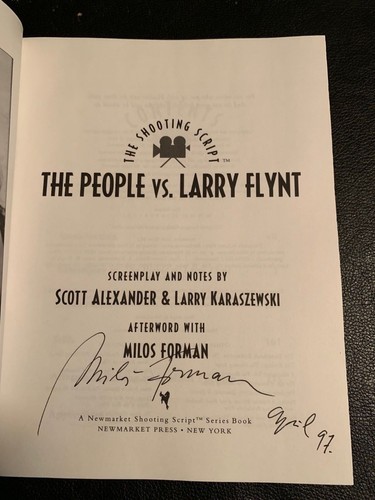 RARO LIBRO AUTOGRAFATO FIRMATO MILOS FORMAN THE PEOPLE VS. LARRY FLYNT SCRIPT - Foto 3 di 3