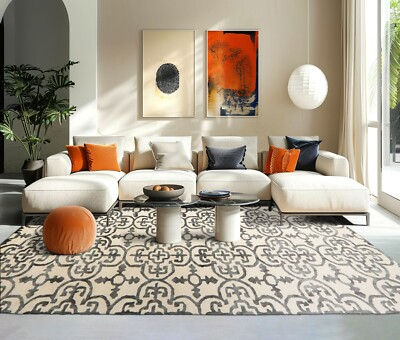 #ad LoomBloom Multi Sizes Ivory Transitional Boho Hand Tufted Geometric Wool Rug $114.80