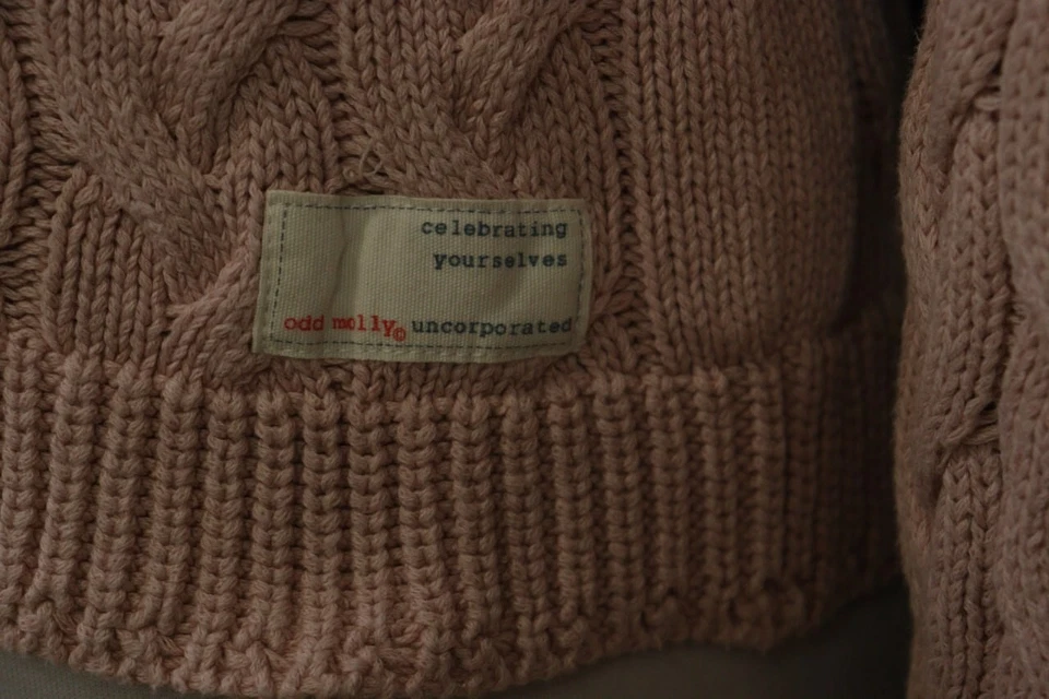 Suéter Cárdigan Odd Molly Rosa Tejido con Cable Algodón Manga Larga Talla 0 Foto 2 de 4