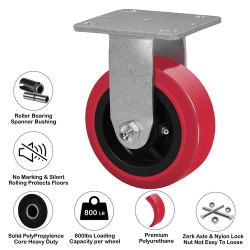 5 Inch Industrial Casters-Heavy Duty CastersPolyurethane on Polypropylene Cas... - Picture 3 of 7