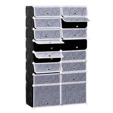 Large 16-Cube DIY Shoes Rack Portable Interlocking Plastic Cabinet Bedroom