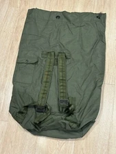 Authentic U.S. Military Duffle Bag, OD Green Nylon Sea Bag Carry Straps Duffel