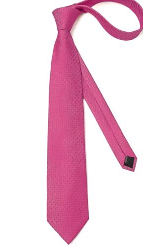 Mens Ties Stripe Tie and Pocket Square Set Classic Formal Woven A022-hot Pink - Picture 4 of 6