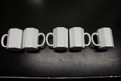 Set of 5 Vintage Arcoroc France White Glass retro France Cups Mugs  #407
