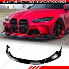 For BMW M3 G80 G81 M4 G82 2021-2026 Gloss Blk Front Splitter Bumper Lip Spoiler