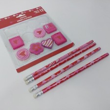 Valentine's Day 4 Count Pencils and 7 Erasers - Classroom Student Gift
