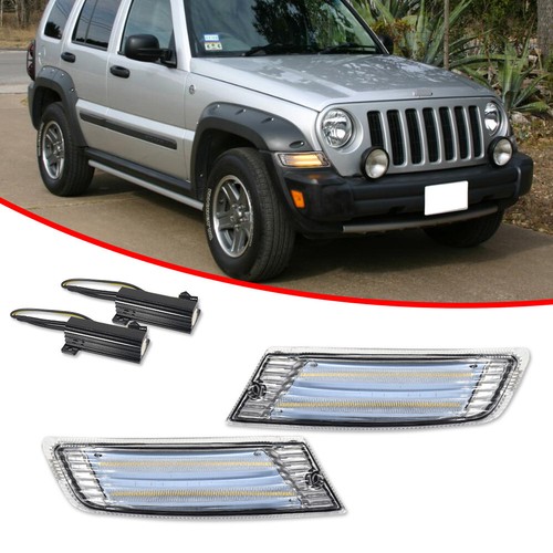 For 05-07 Jeep Liberty Clear Lens Front Corner Dynamic Amber LED Signal DRL Lamp - Picture 3 of 12