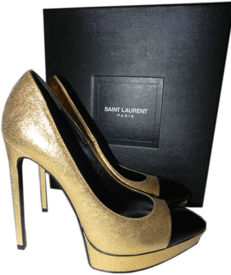 SAINT LAURENT ロコミットトッフスニカ 65348900NI2 9052 Saint Laurent Pumps Gold Cap Pointy Toe Platform Janis Shoes