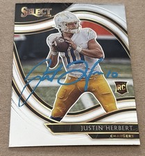 Justin Herbert Auto 2020 Panini Select Field Level Rookie Card #344 RARE BEAUTY. rookie card picture
