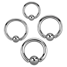 PAIR 16G 14G 12G 10G 8G Surgical Steel Captive Bead Ring Cartilage Labret Septum