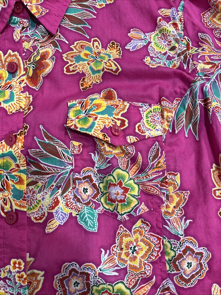 Jones New York Women’s Top Shirt Blouse Size XL Button Up Pink Floral Collared - Image 3 of 4