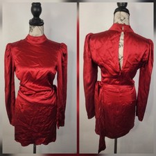 Reformation 100% Silk Josephine Crimson Dress SZ 4 RED