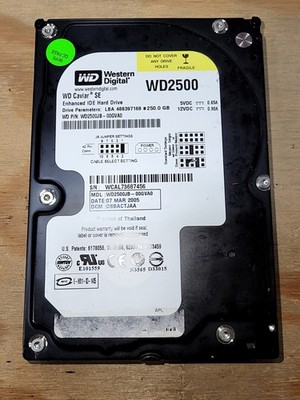 WESTERN DIGITAL WD2500 WD2500JB-00GVA0 Hard Drive 3.5'' 250GB IDE