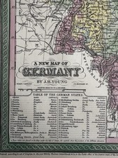 Germany Prussian Empire Austria Bavaria 1855 Cowperthwait hand colored map