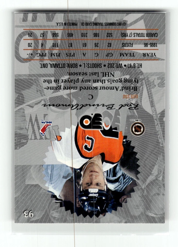 1996-97 Donruss Elite - Rod Brind'Amour #93 NHL HOCKEY - Image 2 of 2