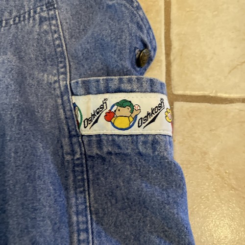 Vintage OshKosh B'Gosh Vestbak pagliaccetto a bolle baseball orsi salopette USA 4t - Foto 2 di 4
