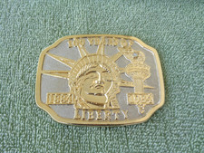 100 Years of Liberty 1884 - 1984 Gold Tone Belt Buckle- Statue Head  Torch