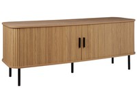 Tv-StäNder Retro Schiebeschrank TüR Kabelmanagement Mdf Metallbeine Helles Holz