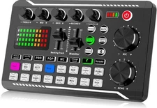 Facmogu F998 Live Sound Card Audio Mixer, Podcast Interface with DJ... 
