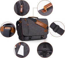 Men Messenger Bag 17-17.3 Inch Laptop Bag Briefcase for Work College Travel Grey