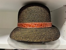Eric Javits Women Hat Black/Tan Check, One Size New w/Tags
