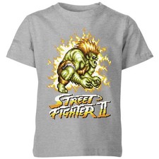 Image of Street Fighter Blanka 16-bit Kids T-Shirt | Official Licensed | Grey