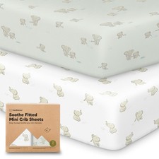 2-Pack Mini Crib Sheets Fitted - 38x26 Pack N Play for 38" x 26", Elly