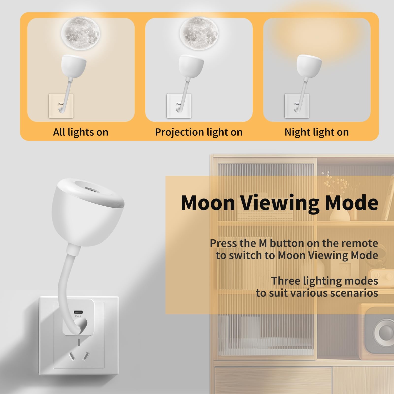Lampe lune LED avec télécommande et câble de chargement USB pour l'éclairage de nuit