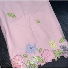 Pottery Barn Kids Pink  FLOWER GARDEN Floral Appliqué Window Single Valance (1)