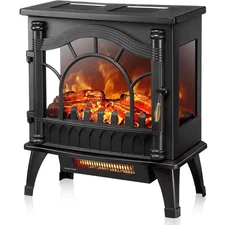 22.83 In. Freestanding Electric Fireplace Stove Heater in Black