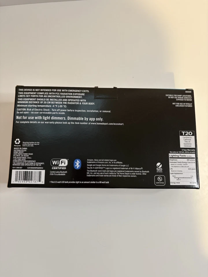 EcoSmart 60-Watt Equivalent Smart A19 Color Changing LED Light Bulb (4 Pack) - Image 4 of 4